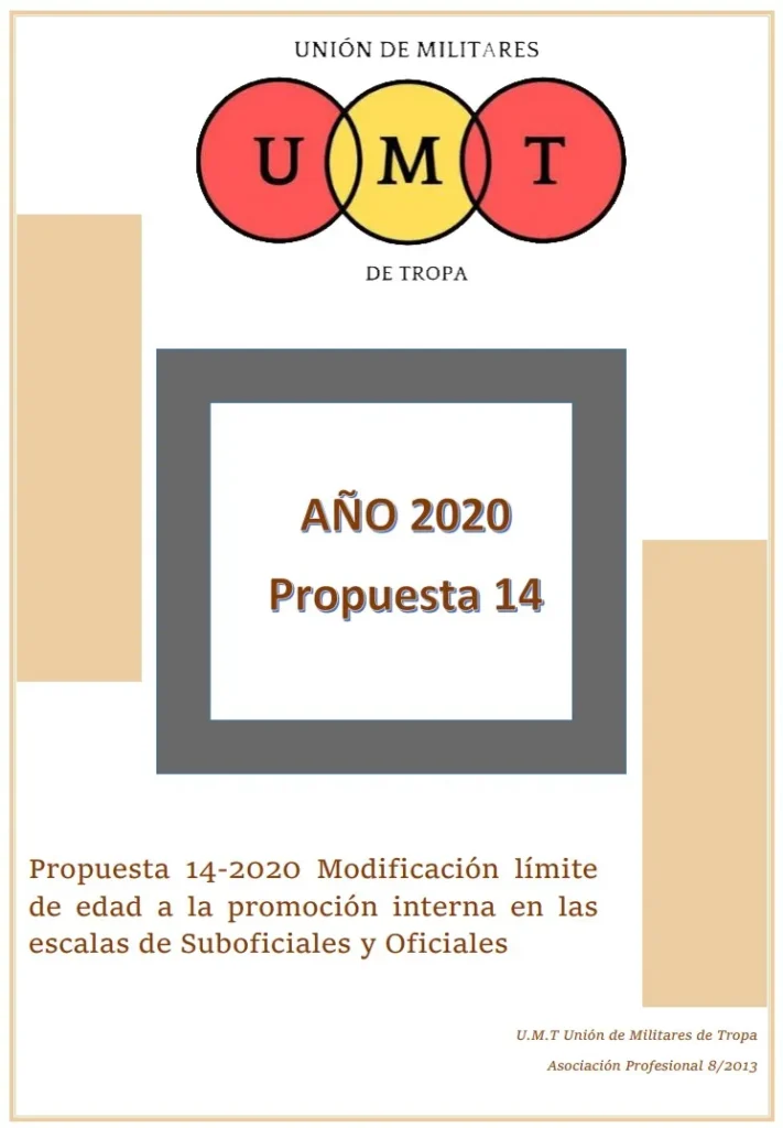 Propuesta UMT 14-20 sobre modificación limite de edad a la promoción interna en las escalas de oficiales y suboficiales