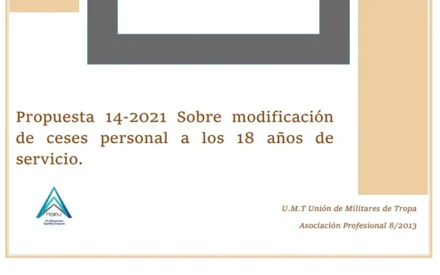 Propuesta UMT 14-21 sobre la modificación de ceses de personal a los 18 años de servicio