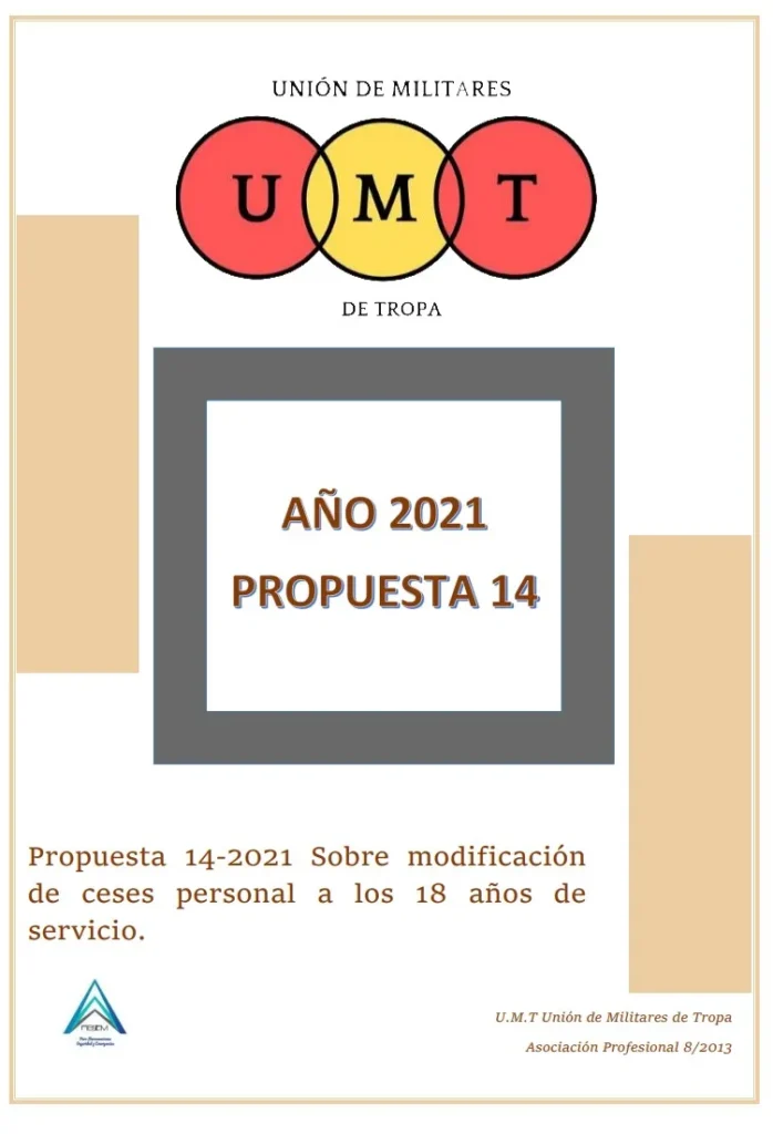 Propuesta UMT 14-21 sobre la modificación de ceses de personal a los 18 años de servicio