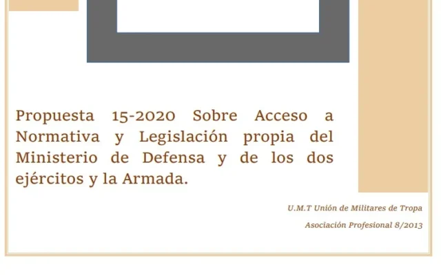 Propuesta UMT 15-20 sobre acceso a normativa y legislación propia del ministerio de defensa y de lo ejércitos y de la armada