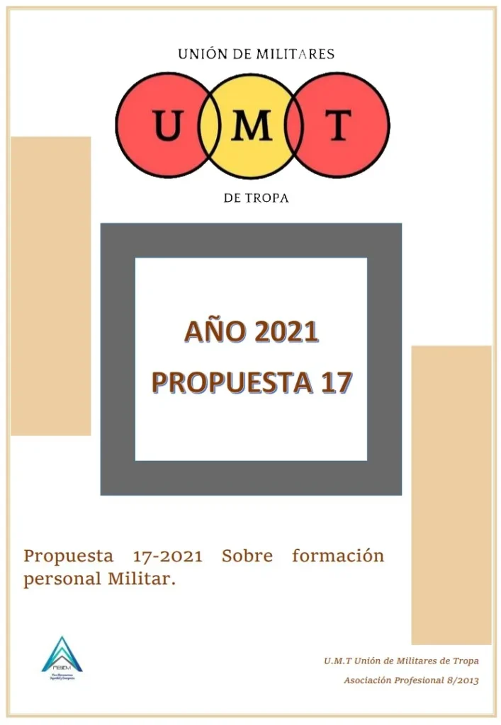 Propuesta UMT 17-21 sobre formación personal militar