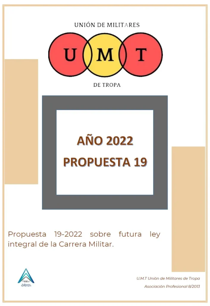 Propuesta UMT 19-2022 sobre futura ley integral de la Carrera Militar