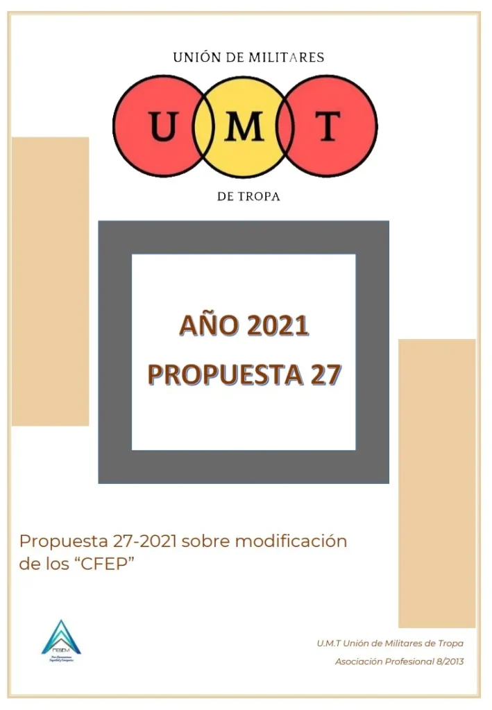 Propuesta UMT 27-2021 sobre modificación de los CFEP