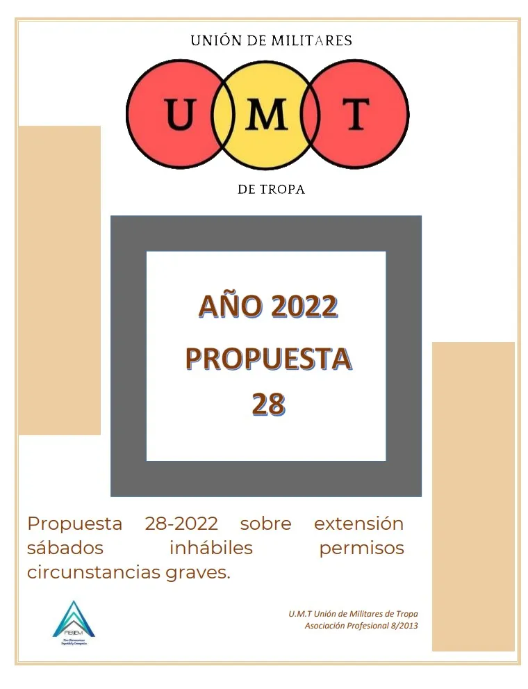 Propuesta UMT 28-22 sobre extensión sábados inhábiles permisos circunstancias graves