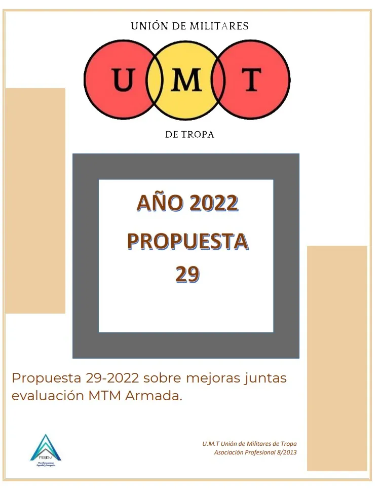 Propuesta UMT 29-22 sobre mejoras juntas evaluación MTM armada
